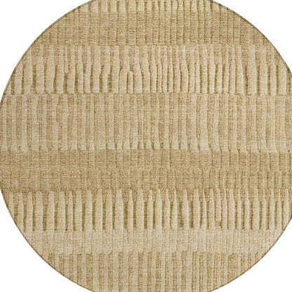 8' Copper And Orange Round Striped Washable Indoor Outdoor Area Rug