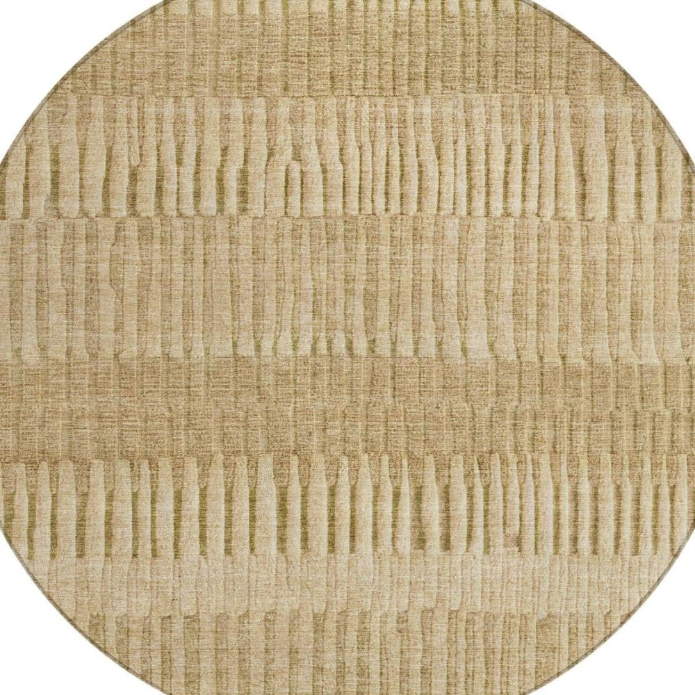 8' Copper And Orange Round Striped Washable Indoor Outdoor Area Rug — view 9