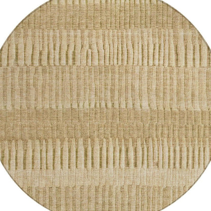 8' Copper And Orange Round Striped Washable Indoor Outdoor Area Rug