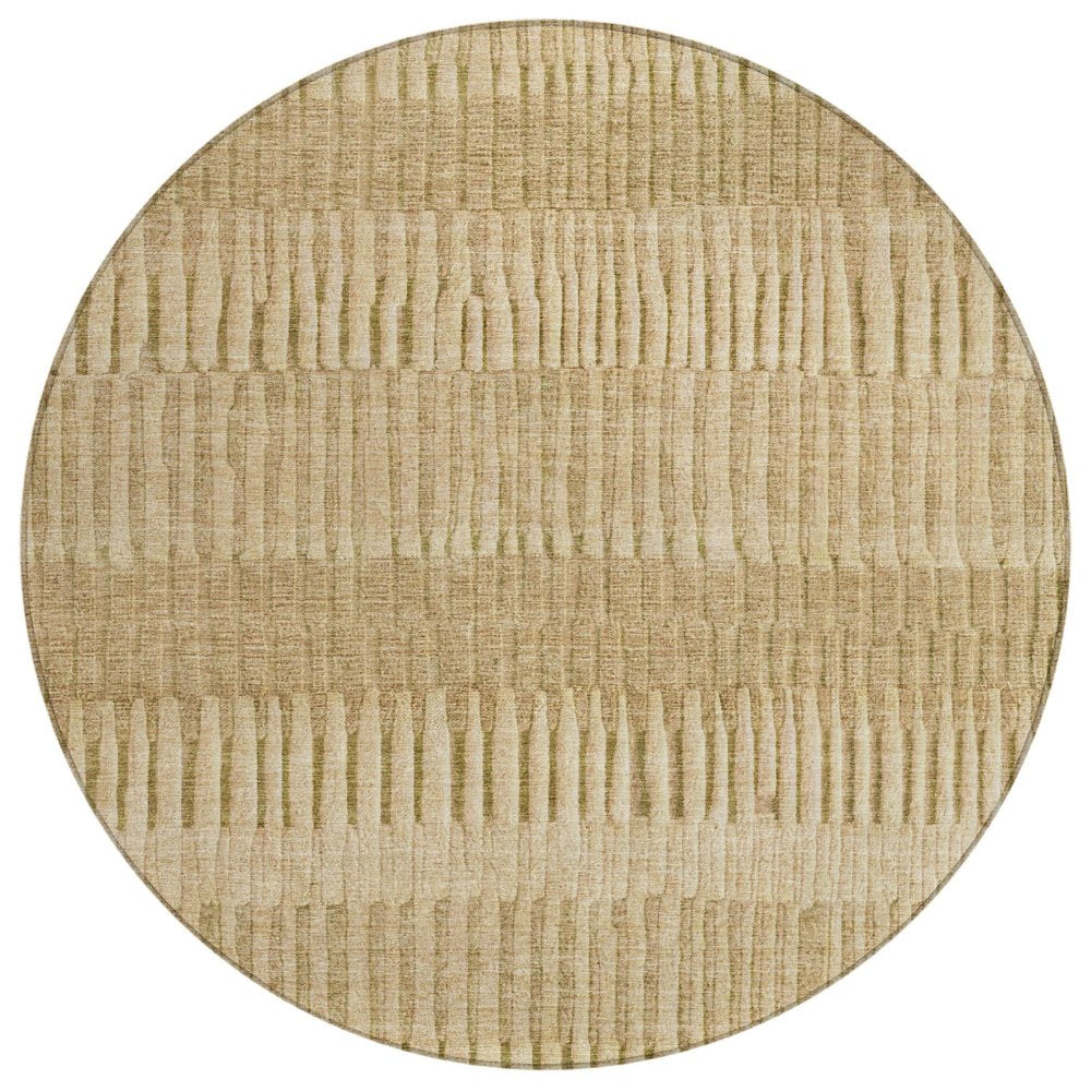 8' Copper And Orange Round Striped Washable Indoor Outdoor Area Rug HomeRoots