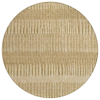 8' Copper And Orange Round Striped Washable Indoor Outdoor Area Rug HomeRoots