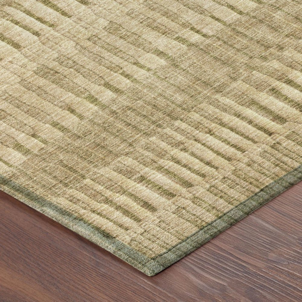8' Copper And Orange Round Striped Washable Indoor Outdoor Area Rug — view 3