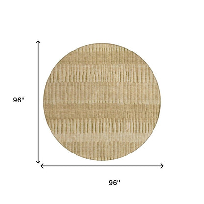 8' Copper And Orange Round Striped Washable Indoor Outdoor Area Rug HomeRoots