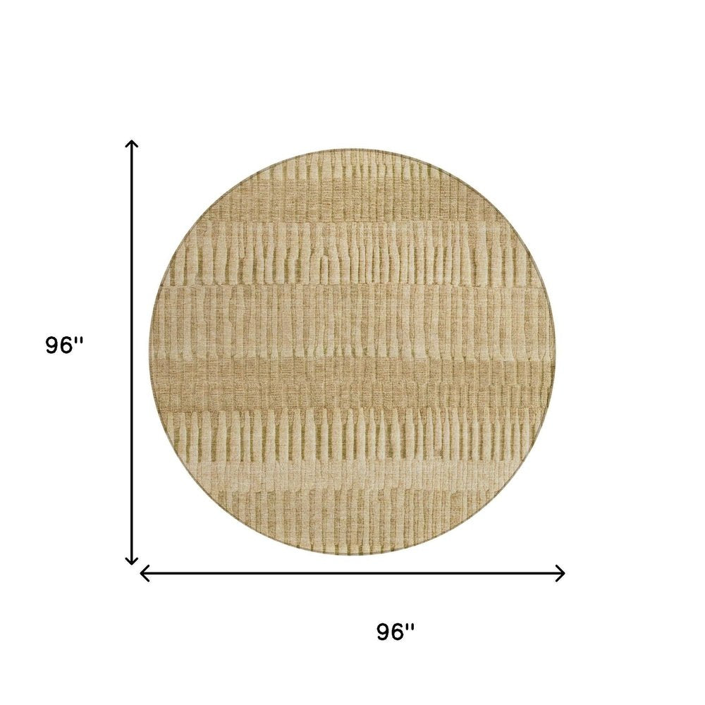 8' Copper And Orange Round Striped Washable Indoor Outdoor Area Rug — view 9