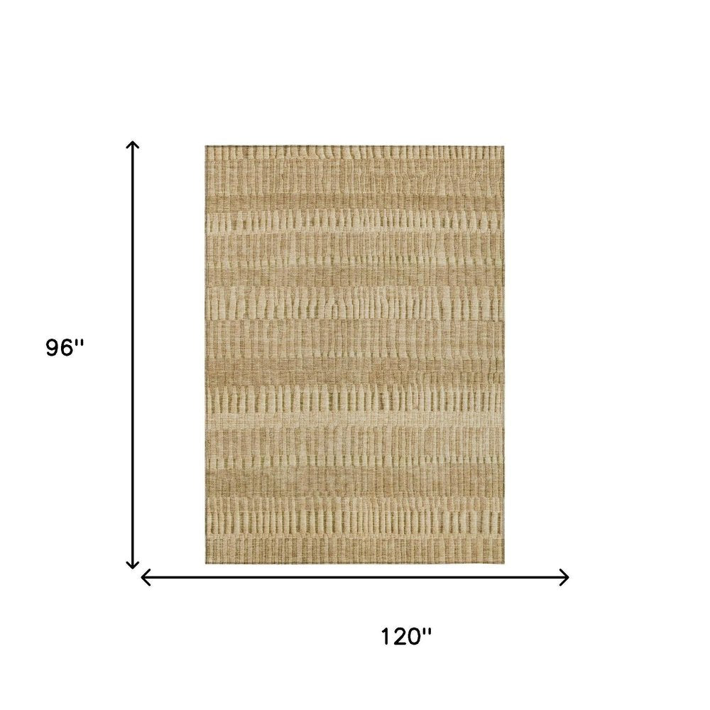 8' X 10' Copper And Orange Striped Washable Indoor Outdoor Area Rug HomeRoots