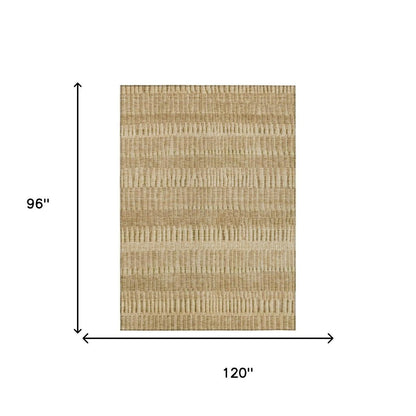 8' X 10' Copper And Orange Striped Washable Indoor Outdoor Area Rug HomeRoots