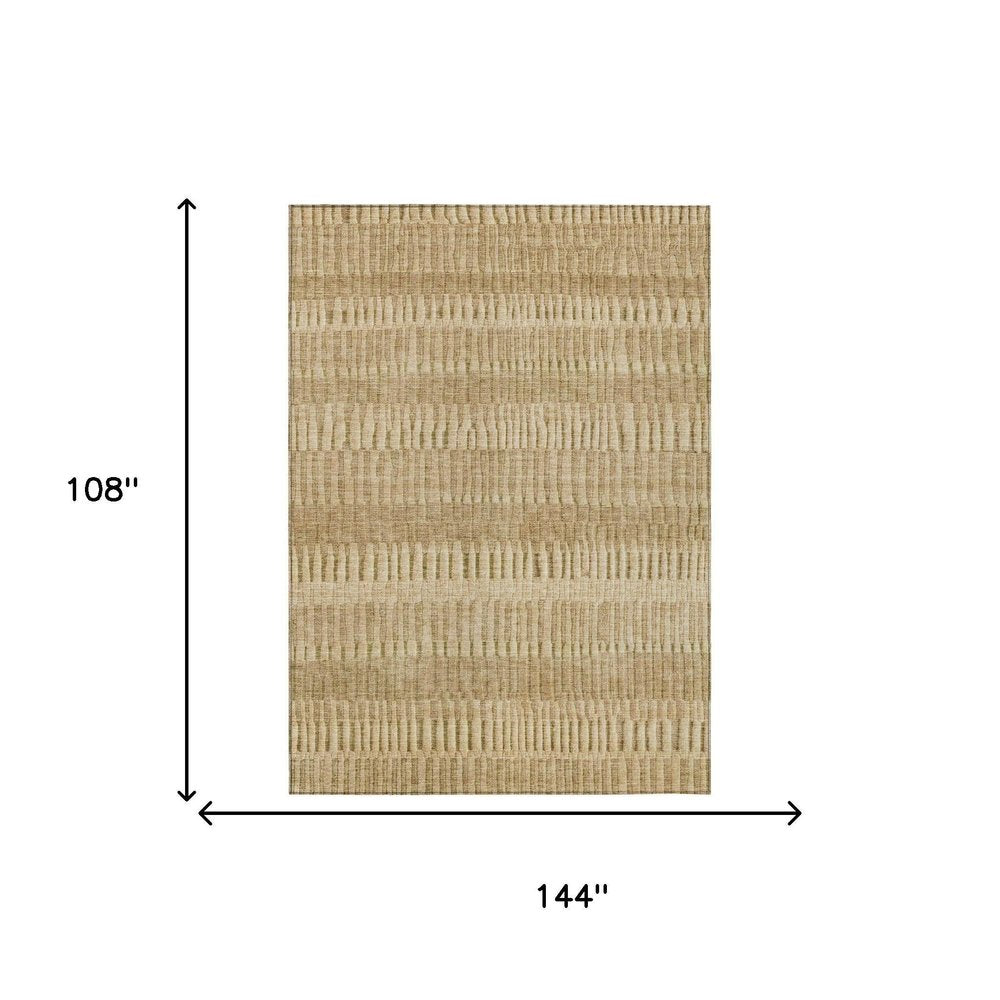 9' X 12' Copper And Orange Striped Washable Indoor Outdoor Area Rug HomeRoots