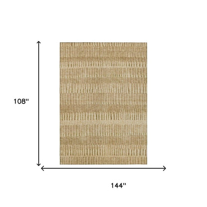 9' X 12' Copper And Orange Striped Washable Indoor Outdoor Area Rug