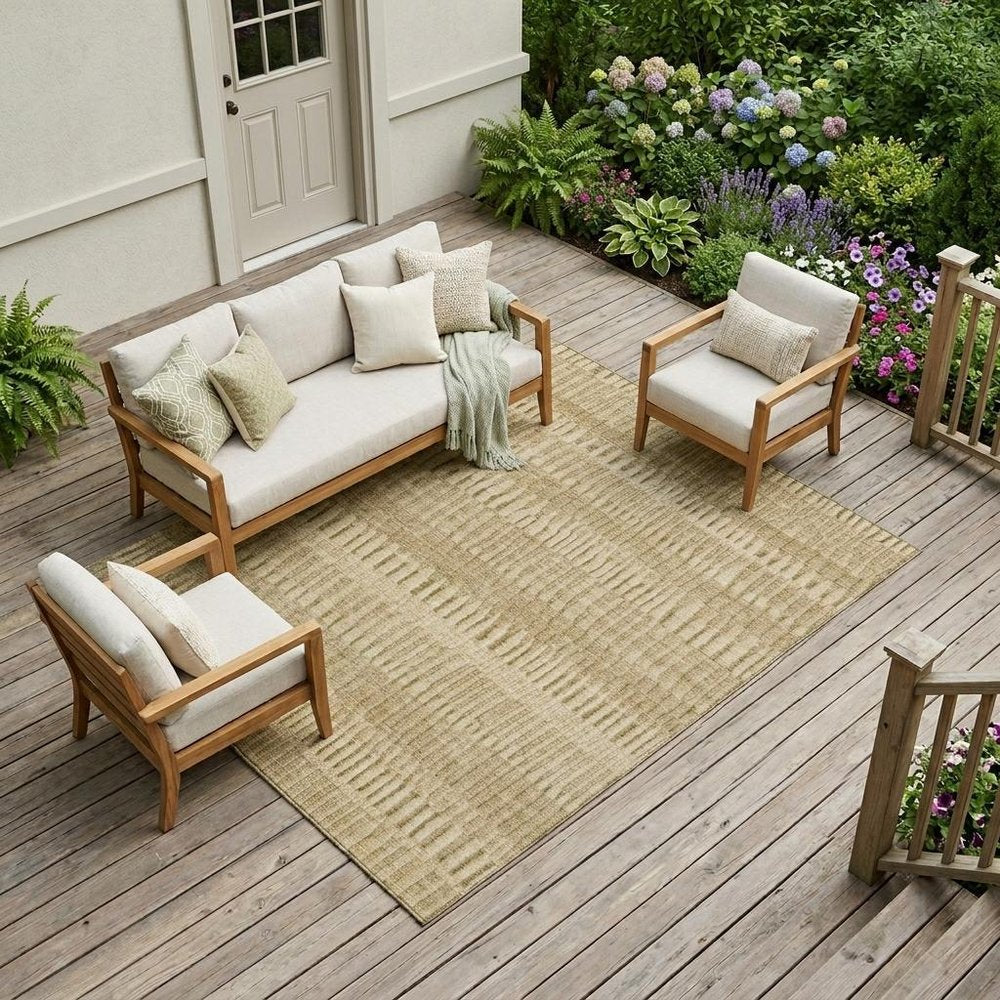 9' X 12' Copper And Orange Striped Washable Indoor Outdoor Area Rug — view 6