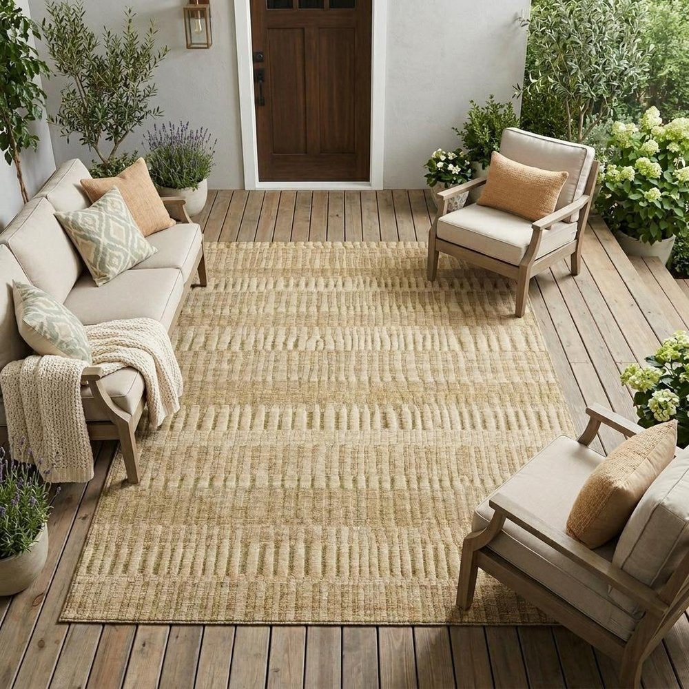 10' X 14' Copper And Orange Striped Washable Indoor Outdoor Area Rug — view 5