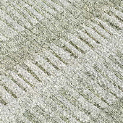 9' X 12' Sage And Green Striped Washable Indoor Outdoor Area Rug HomeRoots