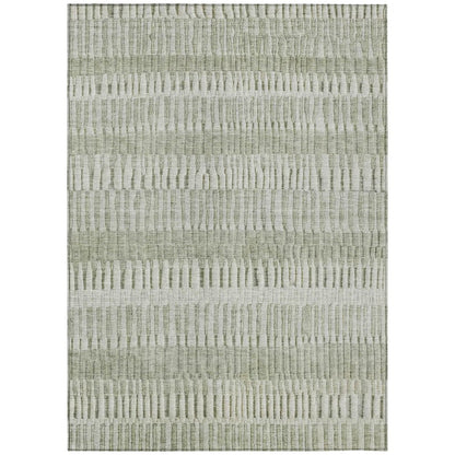 10' X 14' Sage And Green Striped Washable Indoor Outdoor Area Rug HomeRoots