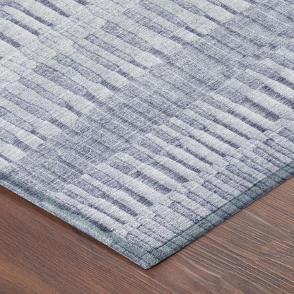 3' X 5' Sky Blue And Blue Striped Washable Indoor Outdoor Area Rug HomeRoots