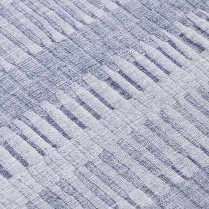 3' X 5' Sky Blue And Blue Striped Washable Indoor Outdoor Area Rug HomeRoots
