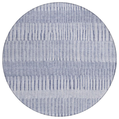8' Sky Blue And Blue Round Striped Washable Indoor Outdoor Area Rug HomeRoots