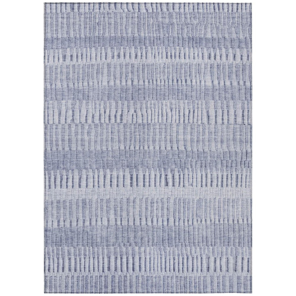8' X 10' Sky Blue And Blue Striped Washable Indoor Outdoor Area Rug — view 1