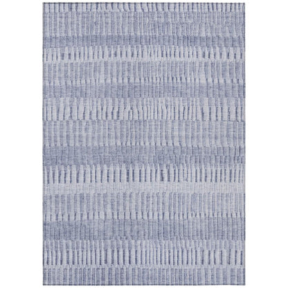 9' X 12' Sky Blue And Blue Striped Washable Indoor Outdoor Area Rug HomeRoots