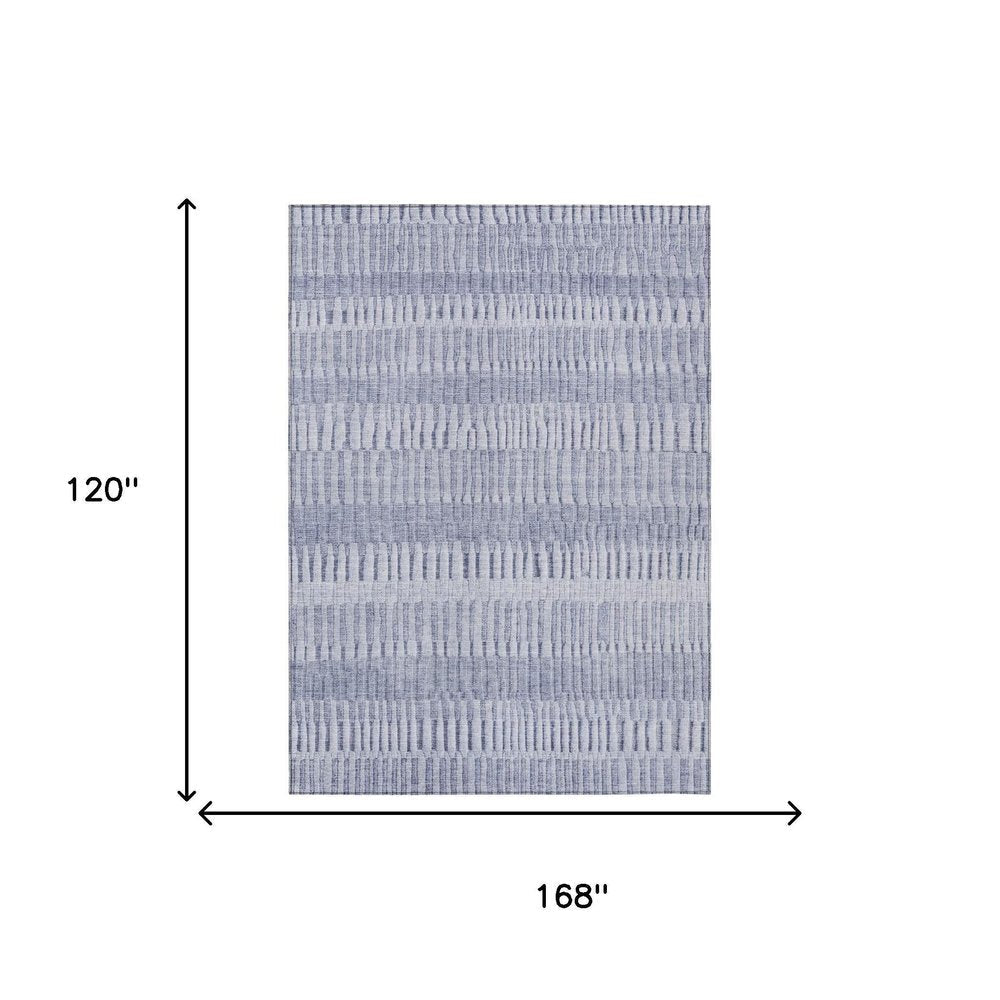 10' X 14' Sky Blue And Blue Striped Washable Indoor Outdoor Area Rug — view 4