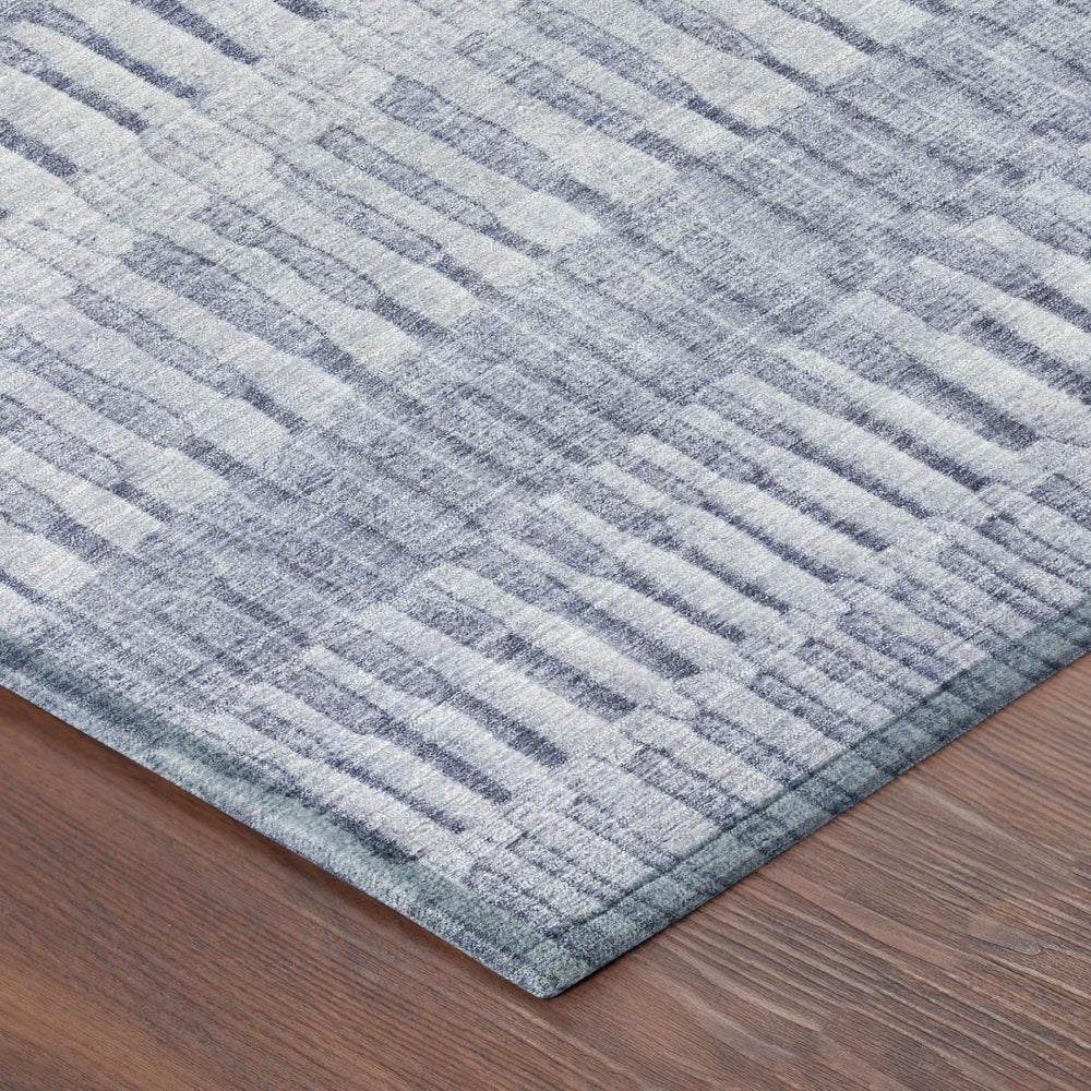 10' X 14' Sky Blue And Blue Striped Washable Indoor Outdoor Area Rug — view 2