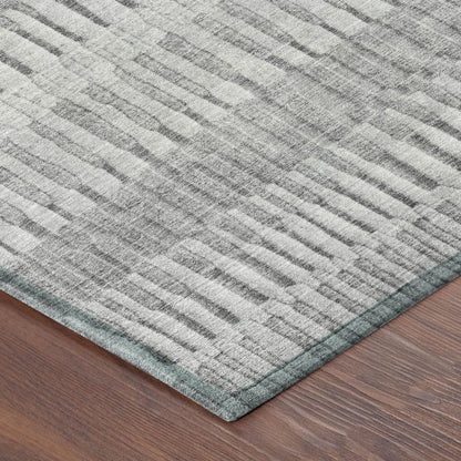 3' X 5' Silver And Gray Striped Washable Indoor Outdoor Area Rug HomeRoots