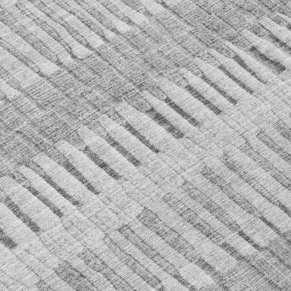 5' X 8' Silver And Gray Striped Washable Indoor Outdoor Area Rug HomeRoots