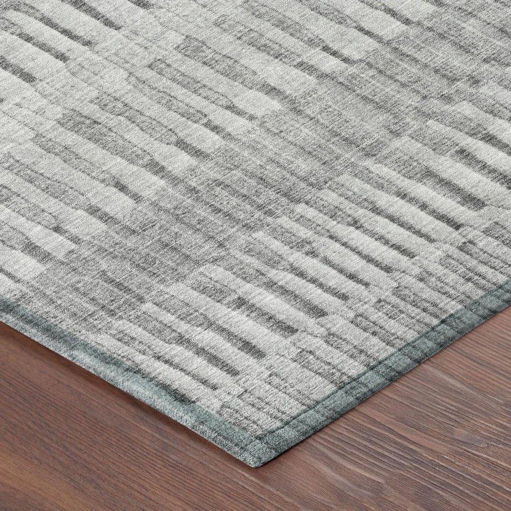 8' X 10' Silver And Gray Striped Washable Indoor Outdoor Area Rug HomeRoots