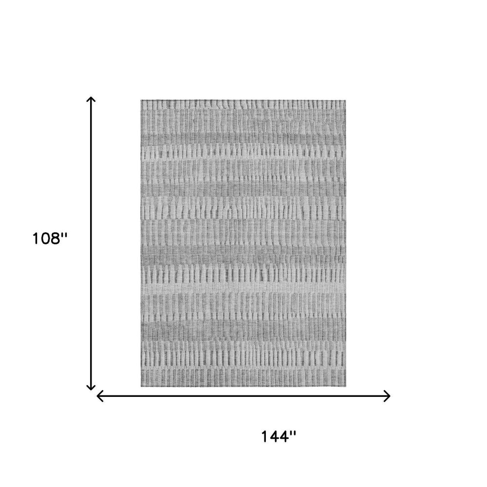 9' X 12' Silver And Gray Striped Washable Indoor Outdoor Area Rug — view 4