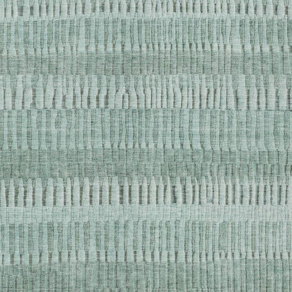 10' X 14' Teal Blue And Silver Striped Washable Indoor Outdoor Area Rug — view 7