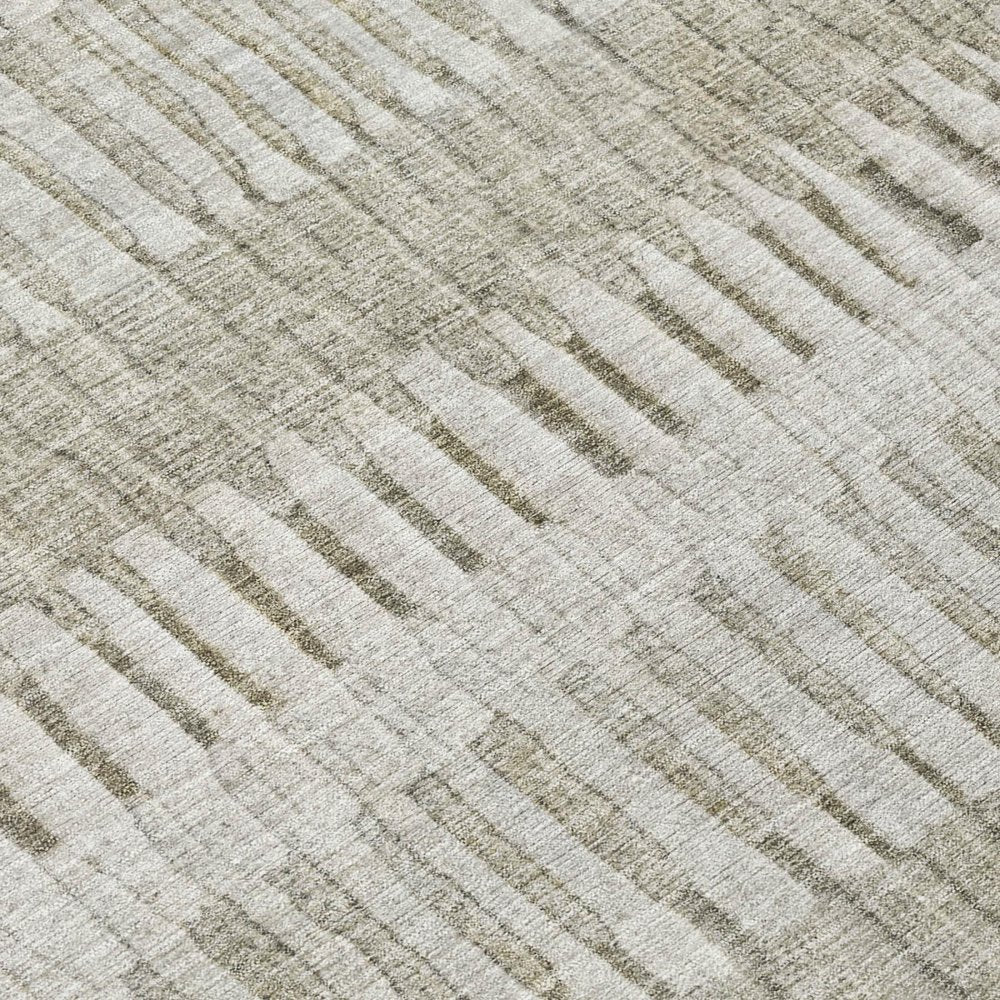 8' X 10' Taupe And Brown Striped Washable Indoor Outdoor Area Rug HomeRoots