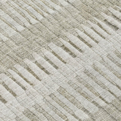 8' X 10' Taupe And Brown Striped Washable Indoor Outdoor Area Rug HomeRoots