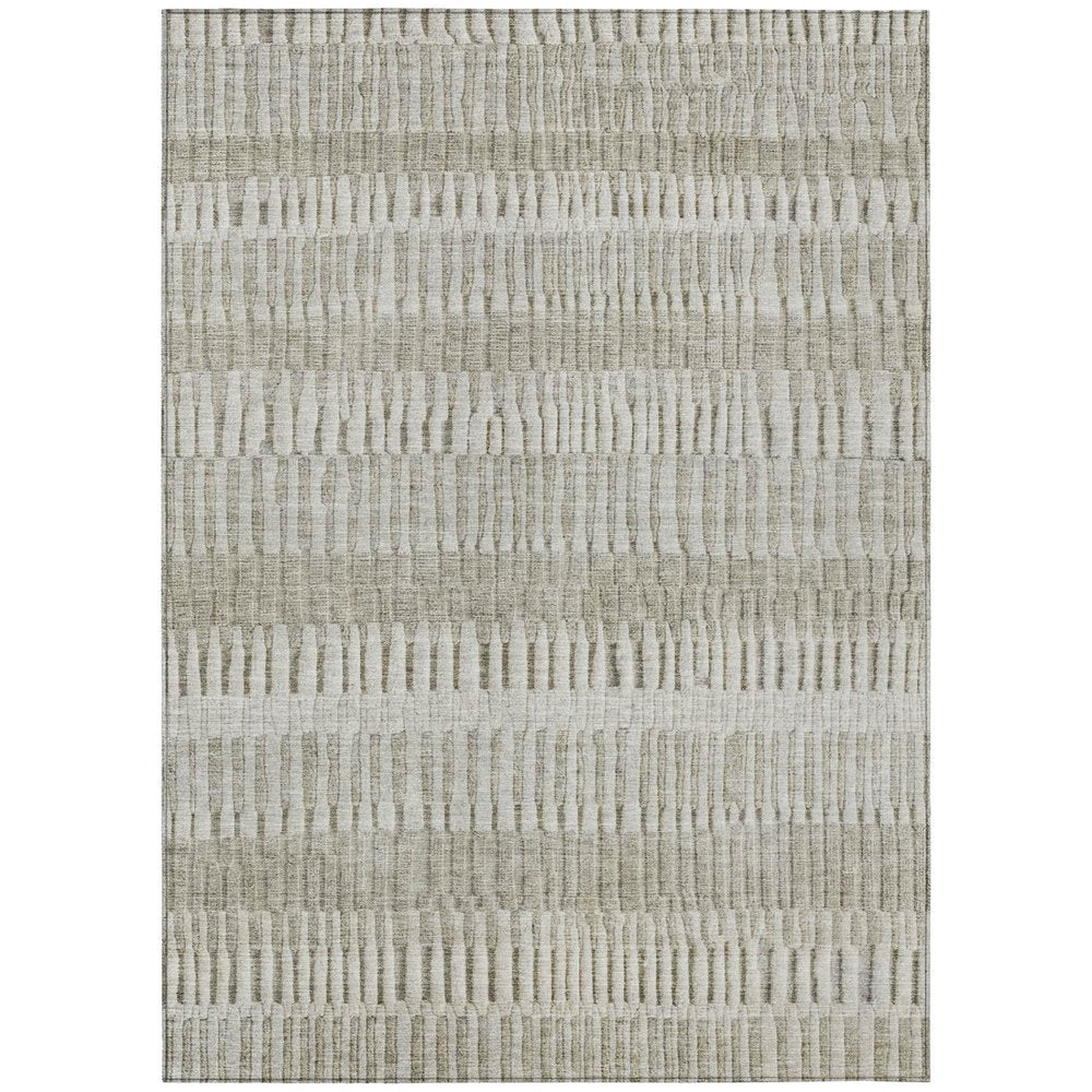 9' X 12' Taupe And Brown Striped Washable Indoor Outdoor Area Rug HomeRoots