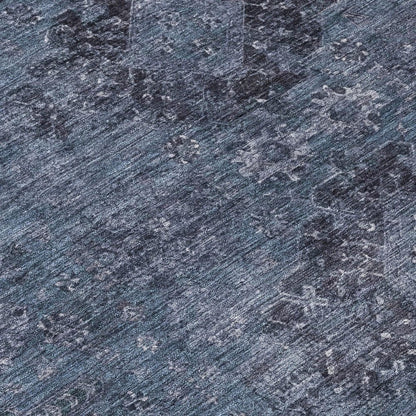 3' X 5' Denim Blue And Blue Oriental Washable Indoor Outdoor Area Rug HomeRoots