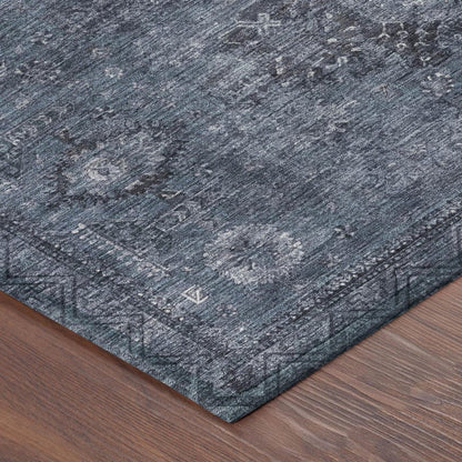8' X 10' Denim Blue And Blue Oriental Washable Indoor Outdoor Area Rug HomeRoots