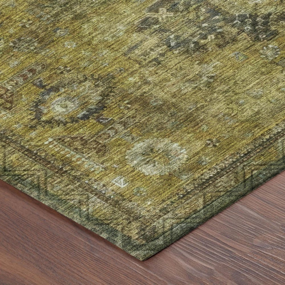 5' X 8' Gold And Walnut Oriental Washable Indoor Outdoor Area Rug — view 2