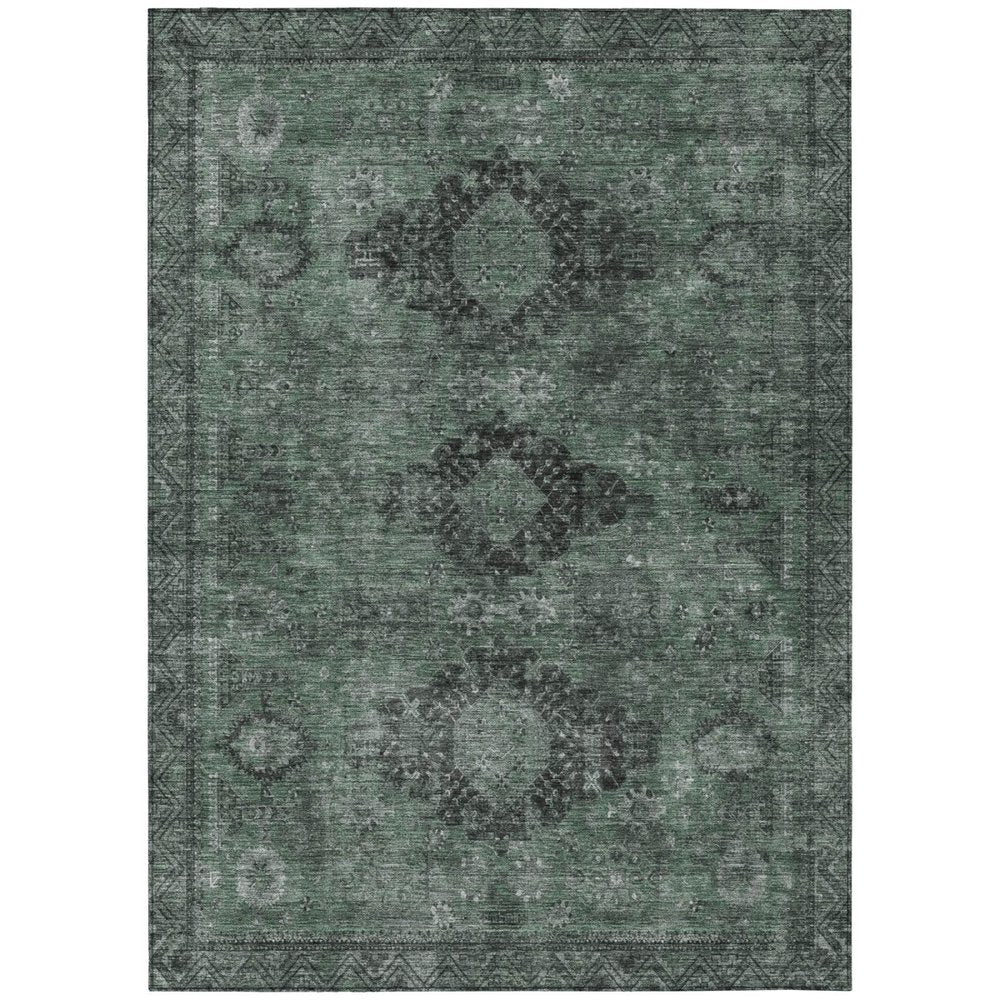 3' X 5' Mint Green And Green Oriental Washable Indoor Outdoor Area Rug HomeRoots