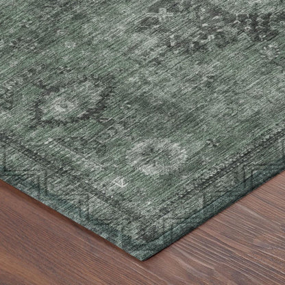 8' X 10' Mint Green And Green Oriental Washable Indoor Outdoor Area Rug HomeRoots