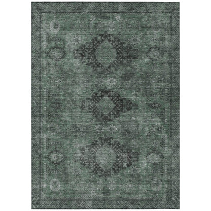 10' X 14' Mint Green And Green Oriental Washable Indoor Outdoor Area Rug HomeRoots