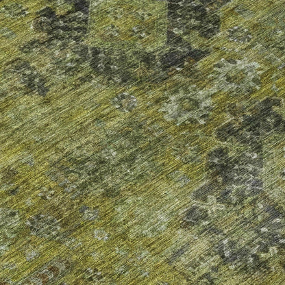 10' X 14' Olive Green And Green Oriental Washable Indoor Outdoor Area Rug HomeRoots
