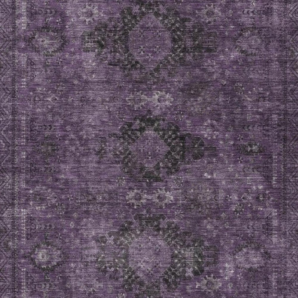 5' X 8' Plum And Purple Oriental Washable Indoor Outdoor Area Rug — view 7