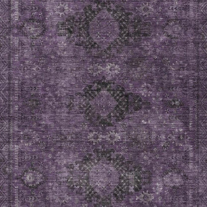 5' X 8' Plum And Purple Oriental Washable Indoor Outdoor Area Rug
