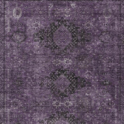 5' X 8' Plum And Purple Oriental Washable Indoor Outdoor Area Rug