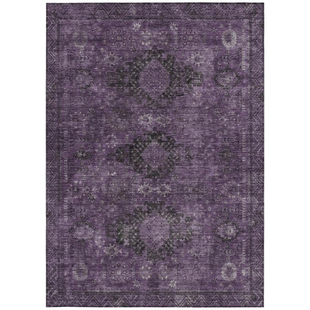 5' X 8' Plum And Purple Oriental Washable Indoor Outdoor Area Rug — view 9