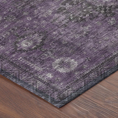 8' Plum And Purple Round Oriental Washable Indoor Outdoor Area Rug HomeRoots