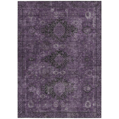 8' X 10' Plum And Purple Oriental Washable Indoor Outdoor Area Rug