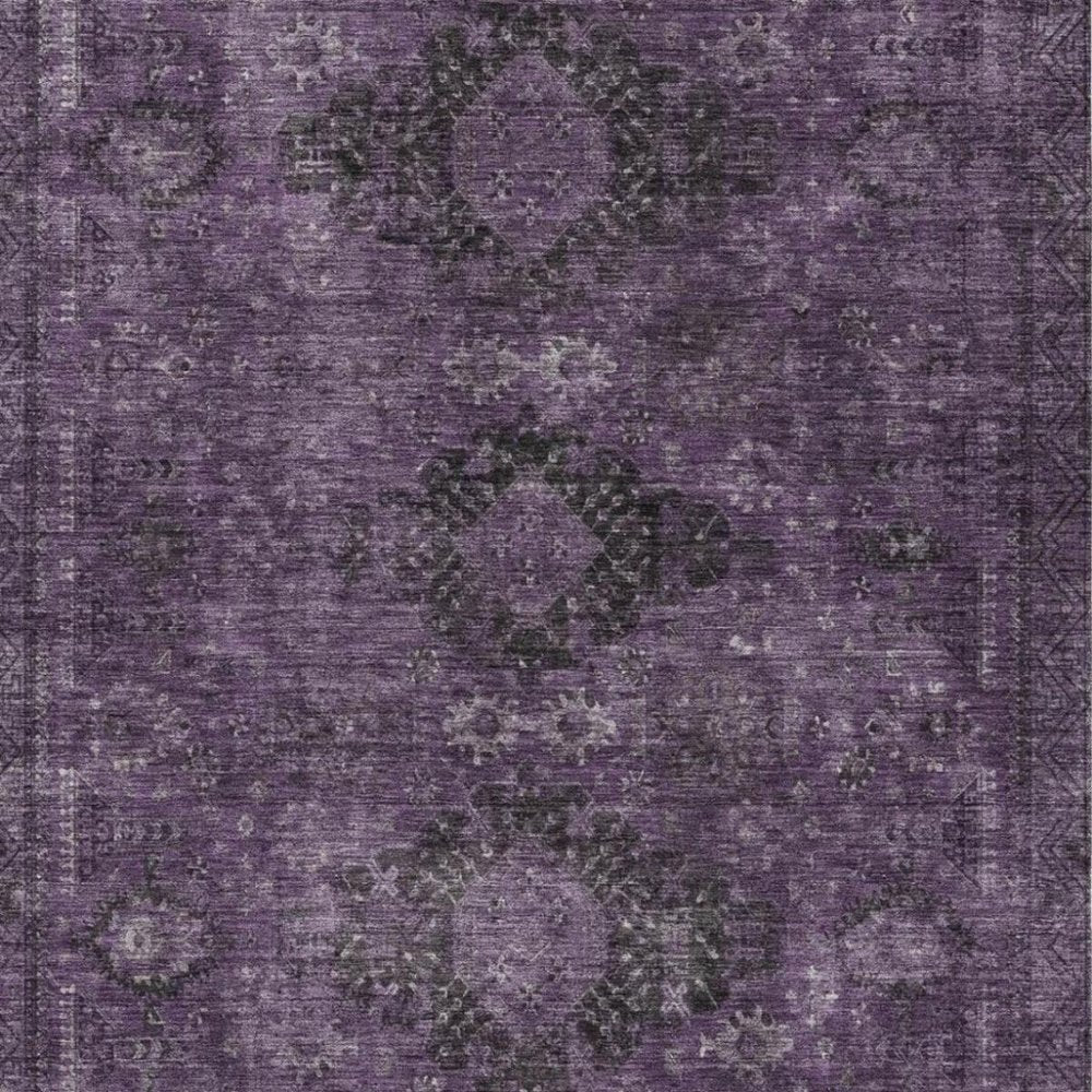 8' X 10' Plum And Purple Oriental Washable Indoor Outdoor Area Rug
