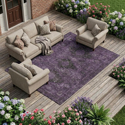 9' X 12' Plum And Purple Oriental Washable Indoor Outdoor Area Rug HomeRoots