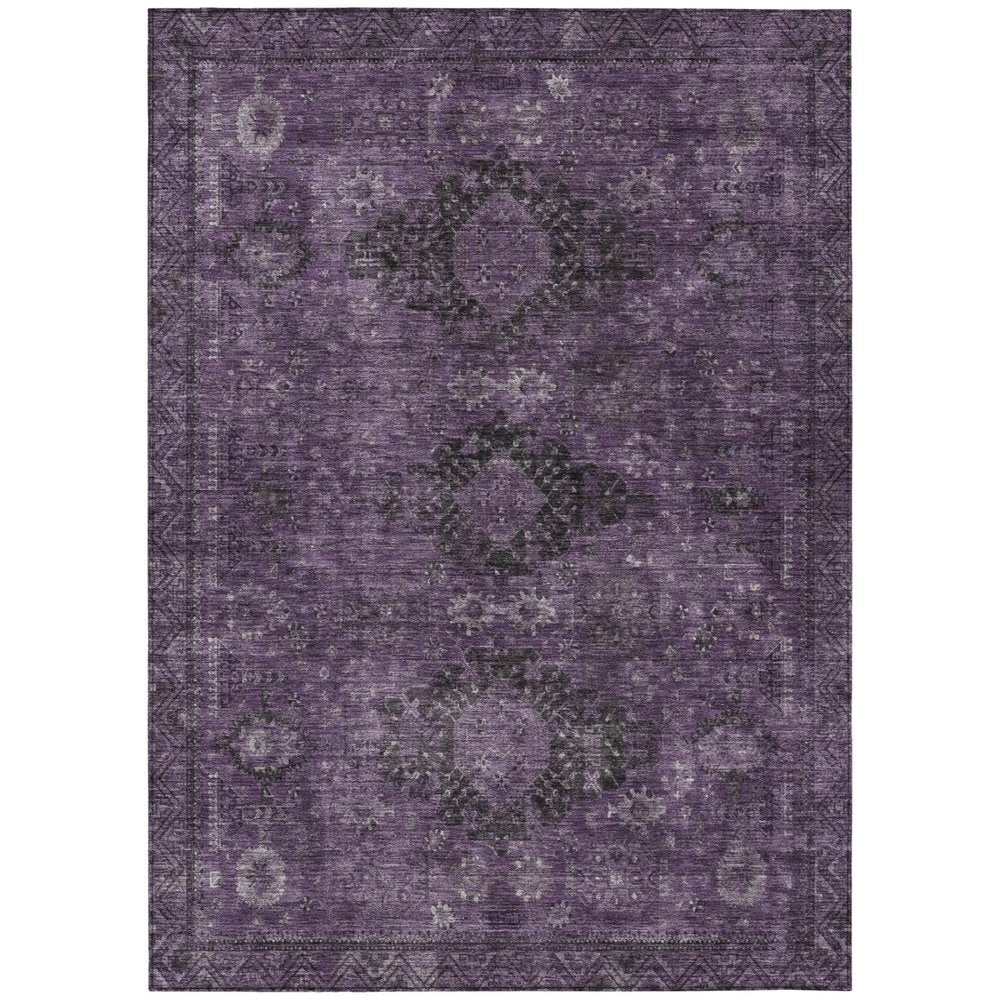 9' X 12' Plum And Purple Oriental Washable Indoor Outdoor Area Rug — view 1