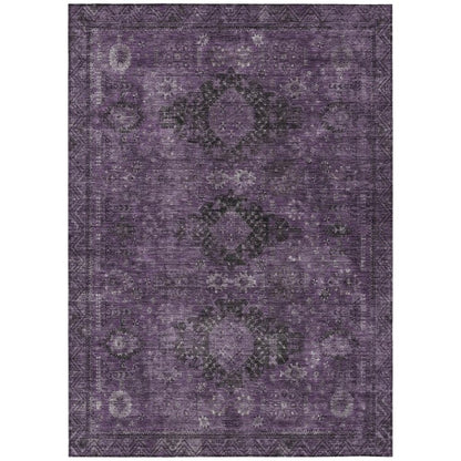 9' X 12' Plum And Purple Oriental Washable Indoor Outdoor Area Rug HomeRoots
