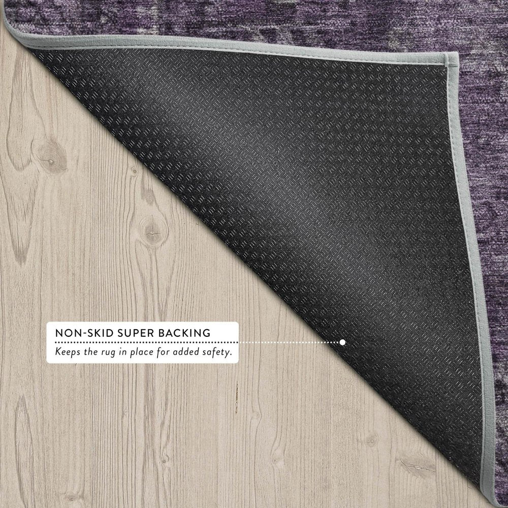 9' X 12' Plum And Purple Oriental Washable Indoor Outdoor Area Rug — view 2
