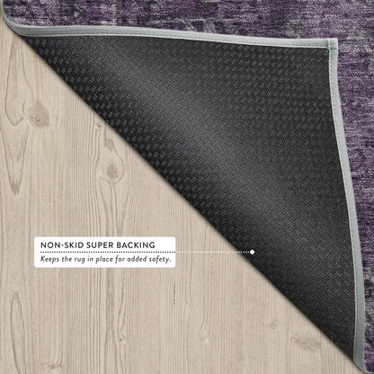 9' X 12' Plum And Purple Oriental Washable Indoor Outdoor Area Rug
